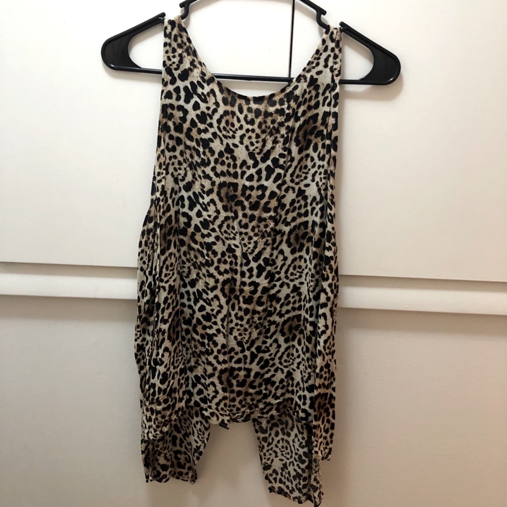 Leopard print open back tank